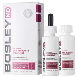 BosleyMD Hair Regrowth Treatment Drops For Women - Minoxidil 2% - 2 x 2oz