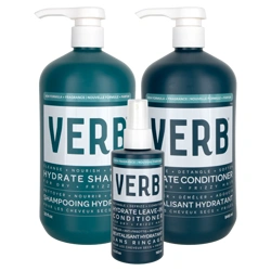 VERB Hydrate Shampoo, Conditioner & Leave-In Conditioner Trio - Liter Size